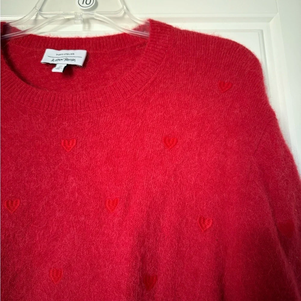 & Other Stories Women’s Red Heart Embroidered Mock Neck Jumper Sweater